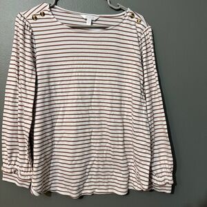 Striped long sleeve with button